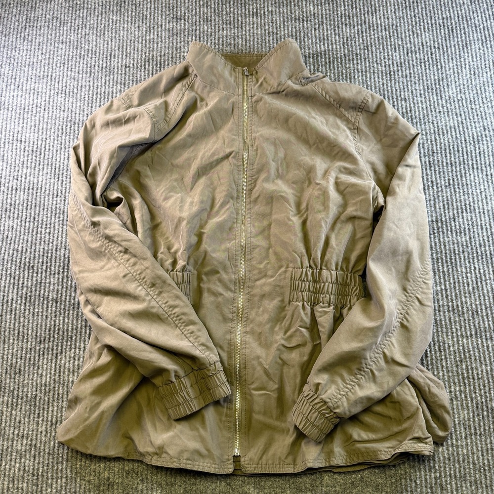 Magaschoni Womens L Olive Green Full‎ Zip Jacket Elastic Waist Modal Blend